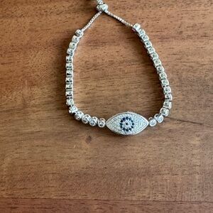 Dazzling Silver Evil Eye Bracelet